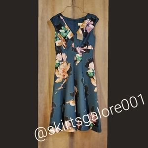 Anthropologie Teal Floral "Moulinette Soeurs" Dress Size 4